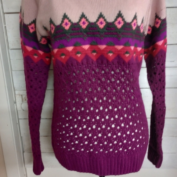 Y2K Wet Seal Sweater Women's Wool Blend Size Large Fair Isle Mutlicolored Wool - Picture 3 of 11